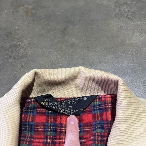 Vintage 70s Sears Tan Boxy Plaid Lined Jacket - Picture 5 of 5